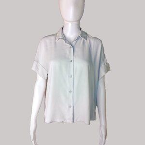 Rachel Zoe Button Up Off White/Gray Women's Blouse